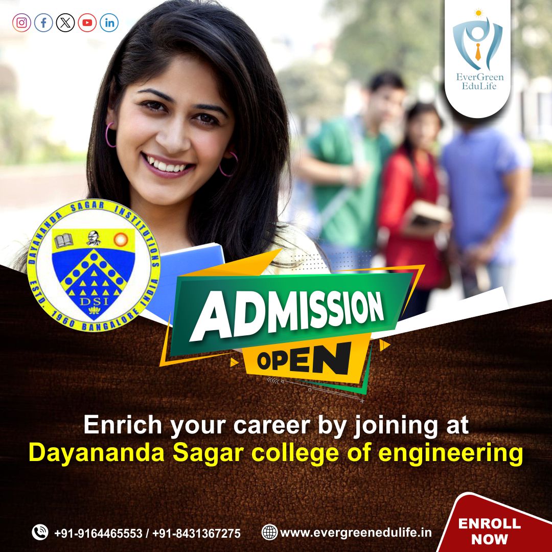 Evergre_Edulife's tweet image. Enrich your career by joining at Dayananda Sagar College Of Engineering 

Admissions Open | Enroll Now
#Admissionagent #EducationConsultant #DayanandaSagarCollegeofEngineering #EvergreenEdulife #BE