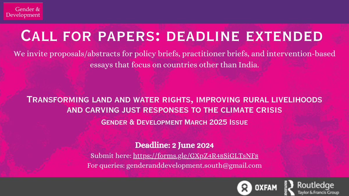 DEADLINE EXTENDED to 2 June 2024!
Inviting proposals/abstracts for policy briefs, practitioner briefs, and intervention-based essays that focus on countries other than India.
Detailed call: tinyurl.com/3pmb48fh
Submit here: forms.gle/GXpZ4R48SiGLTs…