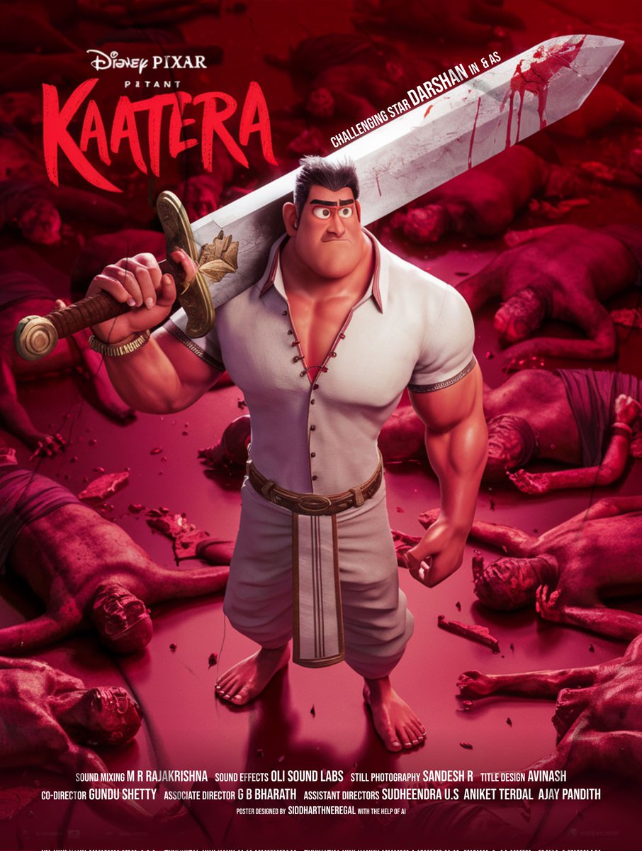 AI Disney Animated Poster Version of #Kaatera. #Darshan