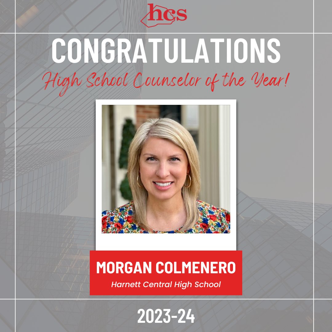 Congratulations to Mrs. Morgan Colmenero for being named @HarnettCoSchool 2023-2024 High School Counselor of the Year! #LeadershipMatters #SuccesswithHCS #HarnettCounty #EdChat #EdLeaders #Edu #Education #Educhat #Parents #Principals #Students #Superintendents #ASCA #Counselors