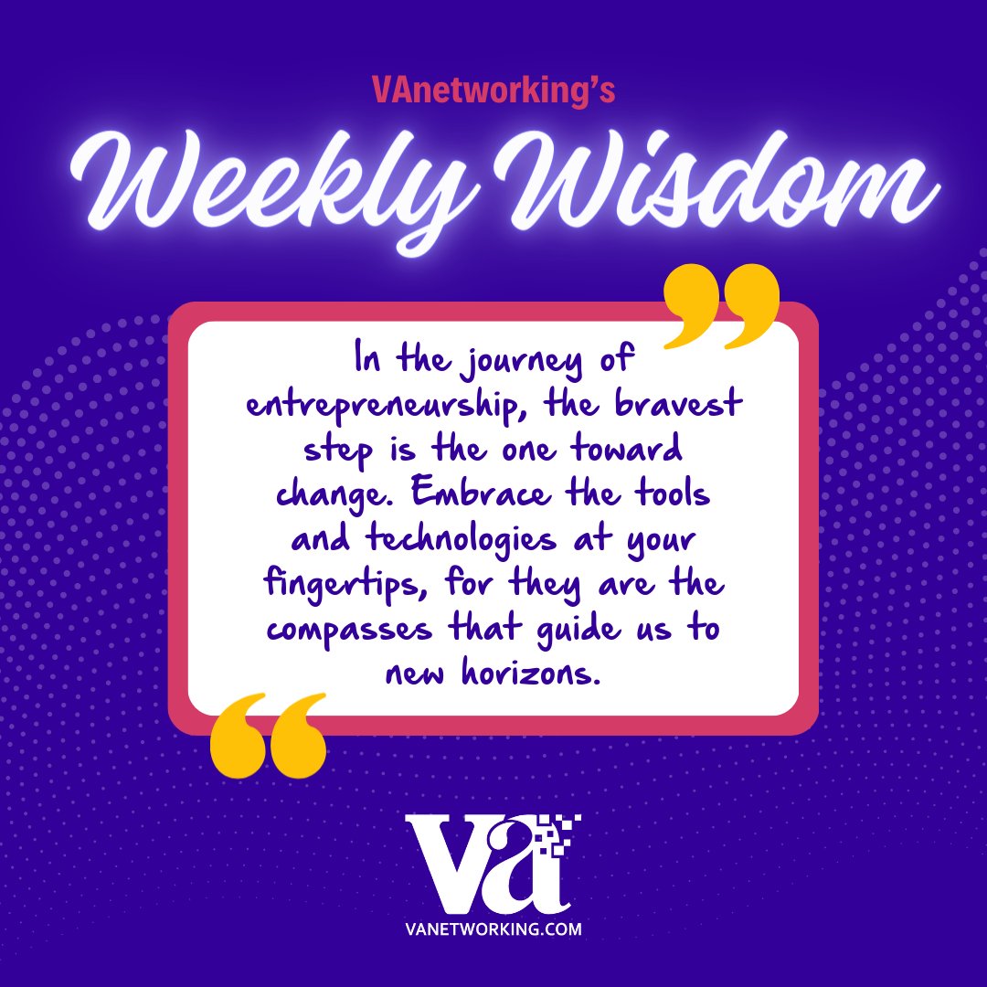 vanetworking's tweet photo. In the journey of entrepreneurship, the bravest step is the one toward change. Embrace the tools and technologies at your fingertips, for they are the compasses that guide us to new horizons.
#vanetworking #vatipsandtricks #weeklywisdom #embracetechnology #freelancesuccess https://t.co/5T9anZBXbu