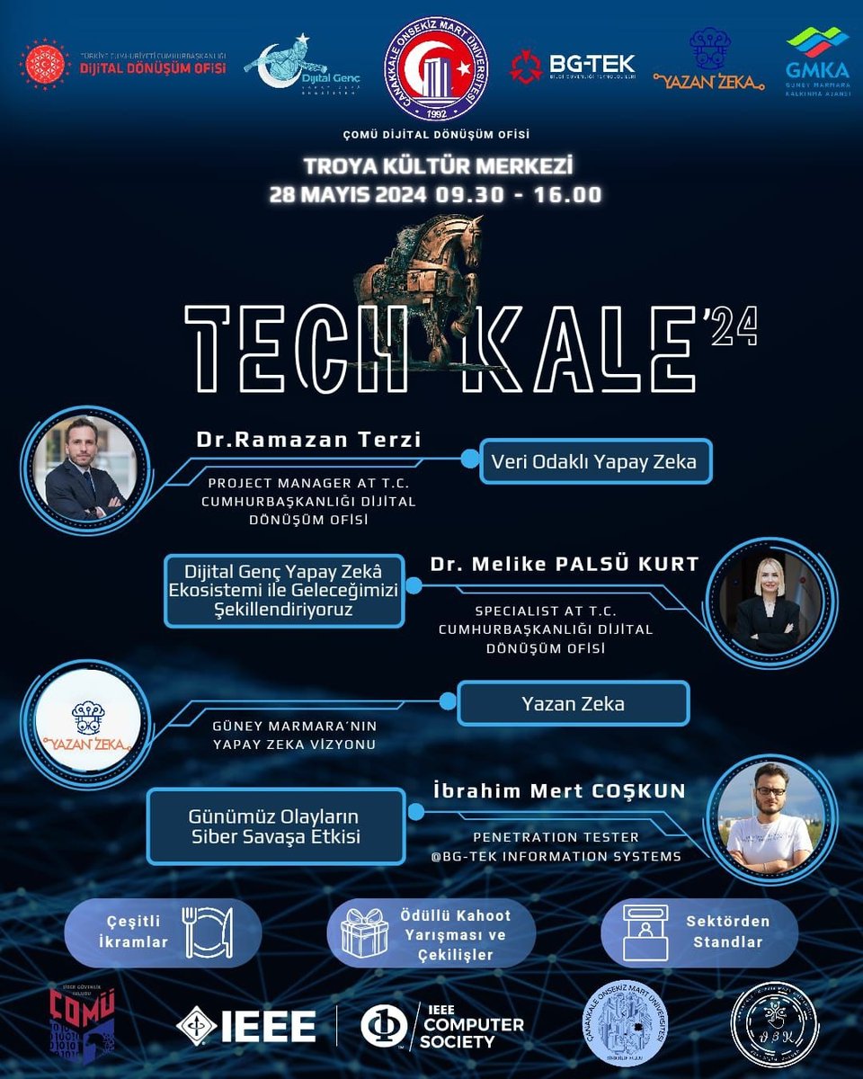 Sevgili Öğrencilerimiz, 28.05.2024 tarihinde 09:30 - 16:00 saatleri arasında Troya kültür merkezinde düzenlenecek olan Tech Kale Dijital Genç Yapay Zeka Ekosistemi etkinliğine davetlisiniz. ddok.comu.edu.tr/tr/haber/tech-…