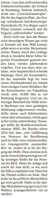 JAmoKa_BS's tweet photo. In der Region, die von einigen Bewohnern als #Atomklo Deutschlands bezeichnet wird, ist der Hang zur Hysterie bei Nachrichten über die #Asse2 stark ausgeprägt. Doch die Gefahren des hier gelagerten #Atommüll|s werden maßlos übertrieben. Die Bergung ist unsinnig! #KaufmannsKonter https://t.co/otTij6A52u