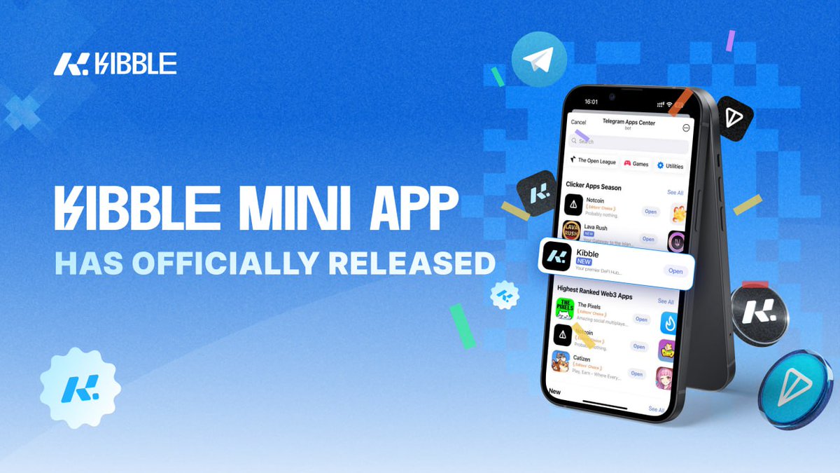 KibbleExchange's tweet photo. 💯 BIG NEWS: KIBBLE MINI APP HAS NOW OFFICIALLY RELEASED ON @tappscenter 

📱 Now you can easily find Kibble right in the Mini App Center and swiftly give it a try at 👉 https://t.co/DCkKEEm71Y

Let get start to immerse in the speed, convenience and beyond the expectation with Kibble - the premier DeFi Hub on @ton_blockchain 🚀