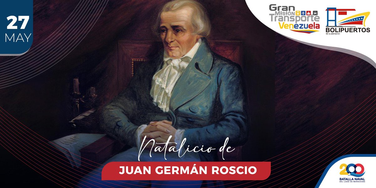 #Efeméride🗓️Hoy rememoramos la vida de Juan Germán Roscio Nieves a 261 años de su natalicio. Fue un abogado, político, periodista y escritor venezolano, reconocido por ser el fundador de la Sociedad Patriótica y principal redactor del Acta de la Independencia de Venezuela de 1811