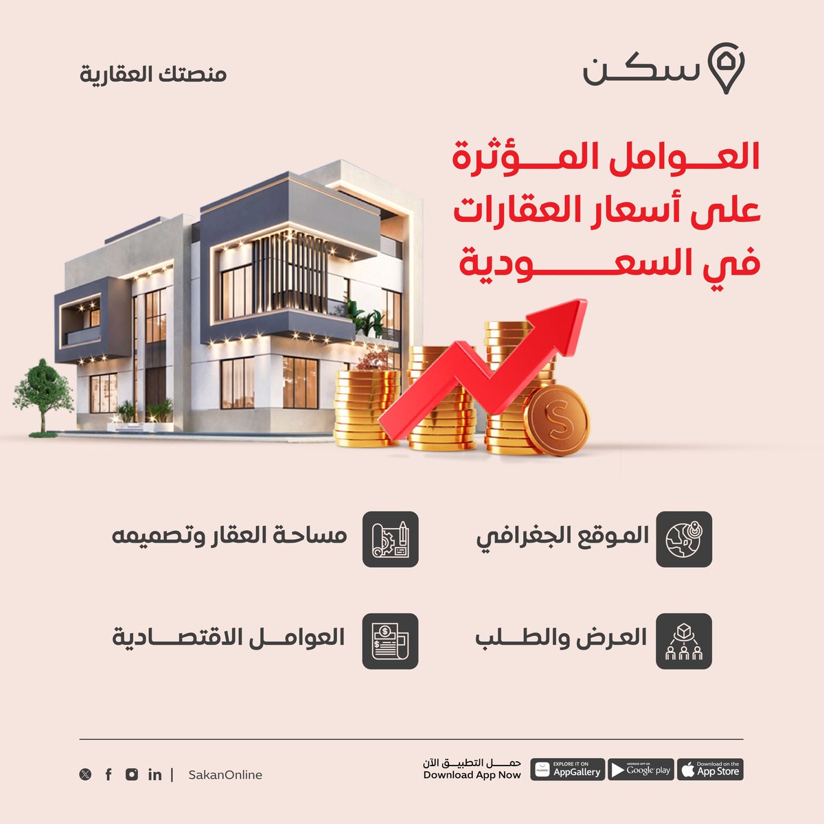 ٤ عوامل تؤثر على أسعار العقارات بالسعودية 
#عقارات #سكن #عقار