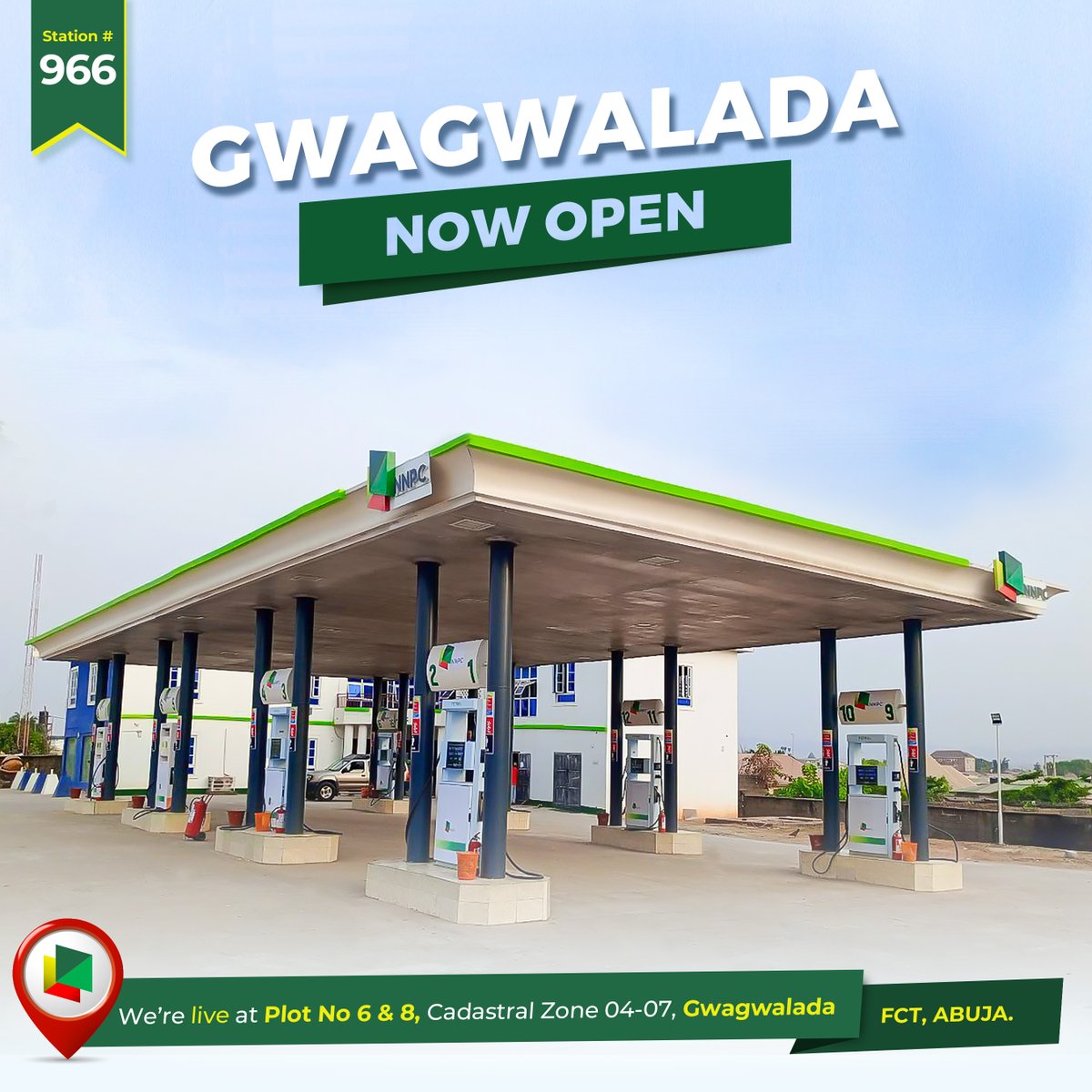 Gwagwalada, we are here!

We're now live at Plot Numbers 6 & 8, Cadastral Zone 04-07, Gwagwalada, FCT, Abuja. Visit us for a quality top-up experience.

#TopUp 
#FuelUp 
#NewStationAlert