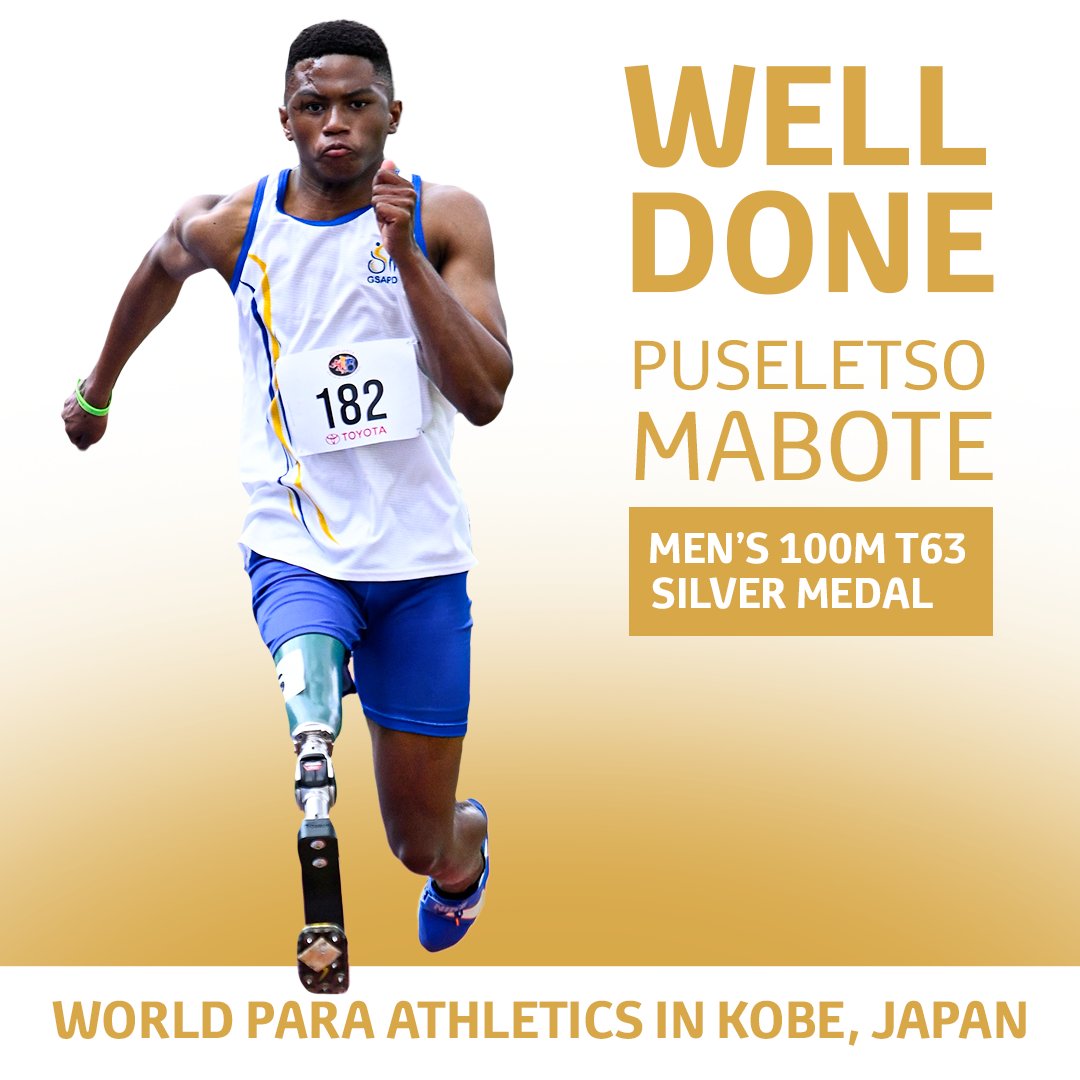 Another medal in the bag for Puseletso Mabote! 🥈🙌 What an incredible performance by Puseletso at the World Para Athletics Championships in Kobe, crossing the finish line in 12:05💥in the Men’s 100m T63. We are so proud of our #GlobalToyotaTeamAthlete. #StartYourImpossible