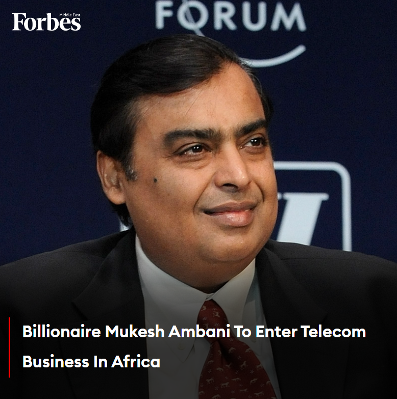 Indian billionaire #MukeshAmbani's Radysis is poised to expand into Africa, providing affordable 5G network infrastructure, applications, and smartphones to Ghana-based Next-Gen Infrastructure Company (NGIC).

#Forbes #India 

For more details: 🔗on.forbesmiddleeast.com/605469