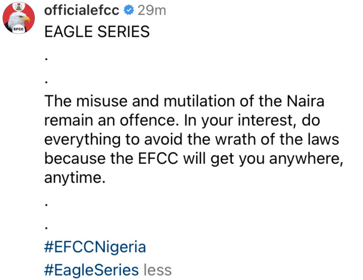 EFCC sends a short memo to Nigerians