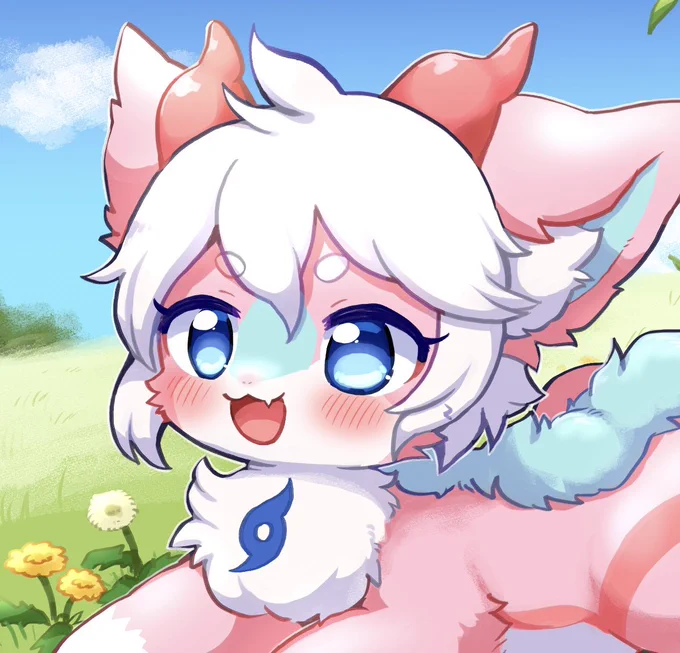 【skeb】いつもリクエストしていただきありがとうございます!芝生に寝そべってる絵との事で仰向けと迷いつつ伏せの体勢で…背中の毛並みがかわいいので描きたかったのが大きいですが…!楽しく描かせていただきました #Skeb #Commission 