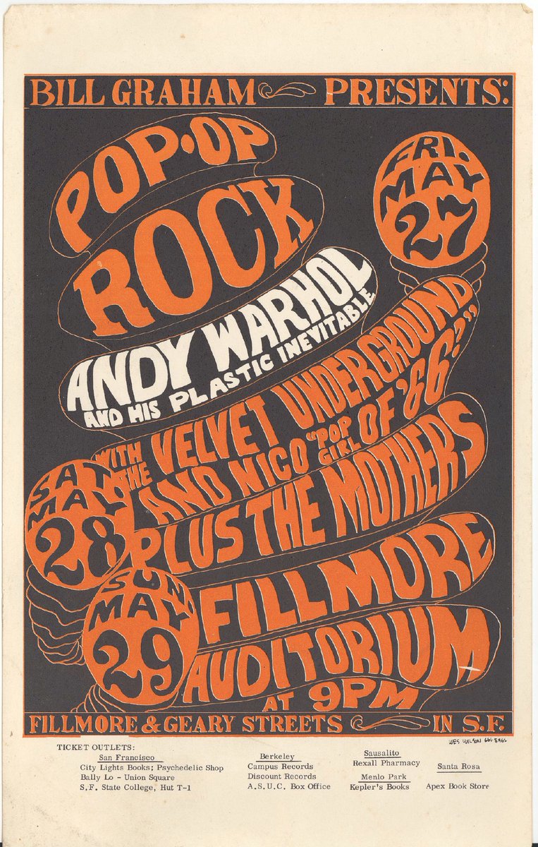 OTD 💥💥💥

May 27-29, 1966 Fillmore Auditorium, San Francisco, CA
#AndyWarhol #VelvetUnderground
