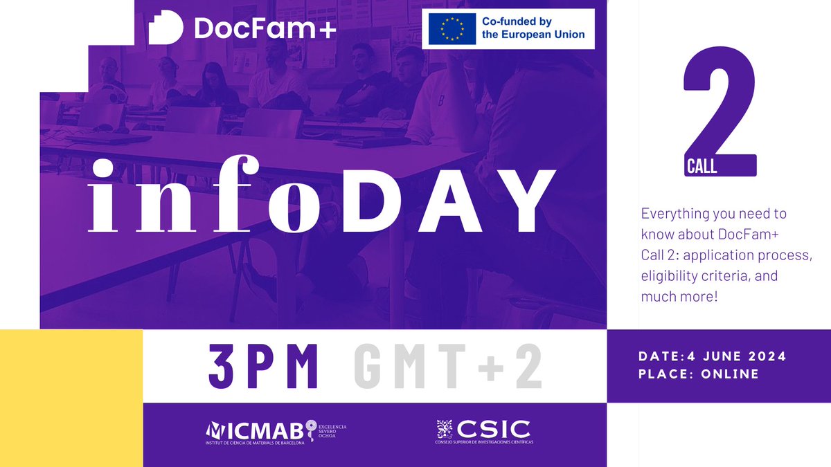 Do you want to apply to DocFam+ #OpenCall, but you have questions? Register now to join the online #InfoDay! 🗓️ 4th June 2024 📌 Zoom 📑 Register at us02web.zoom.us/webinar/regist…