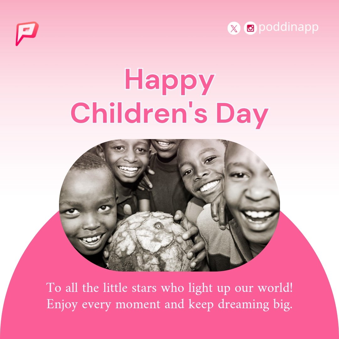 Happy Children's Day to all our young champs. We love you 🥰 #Poddinapp #socialcommerceapp #childrensday #happychildrensday #may27 #childrensdaycelebration #newweek #monday