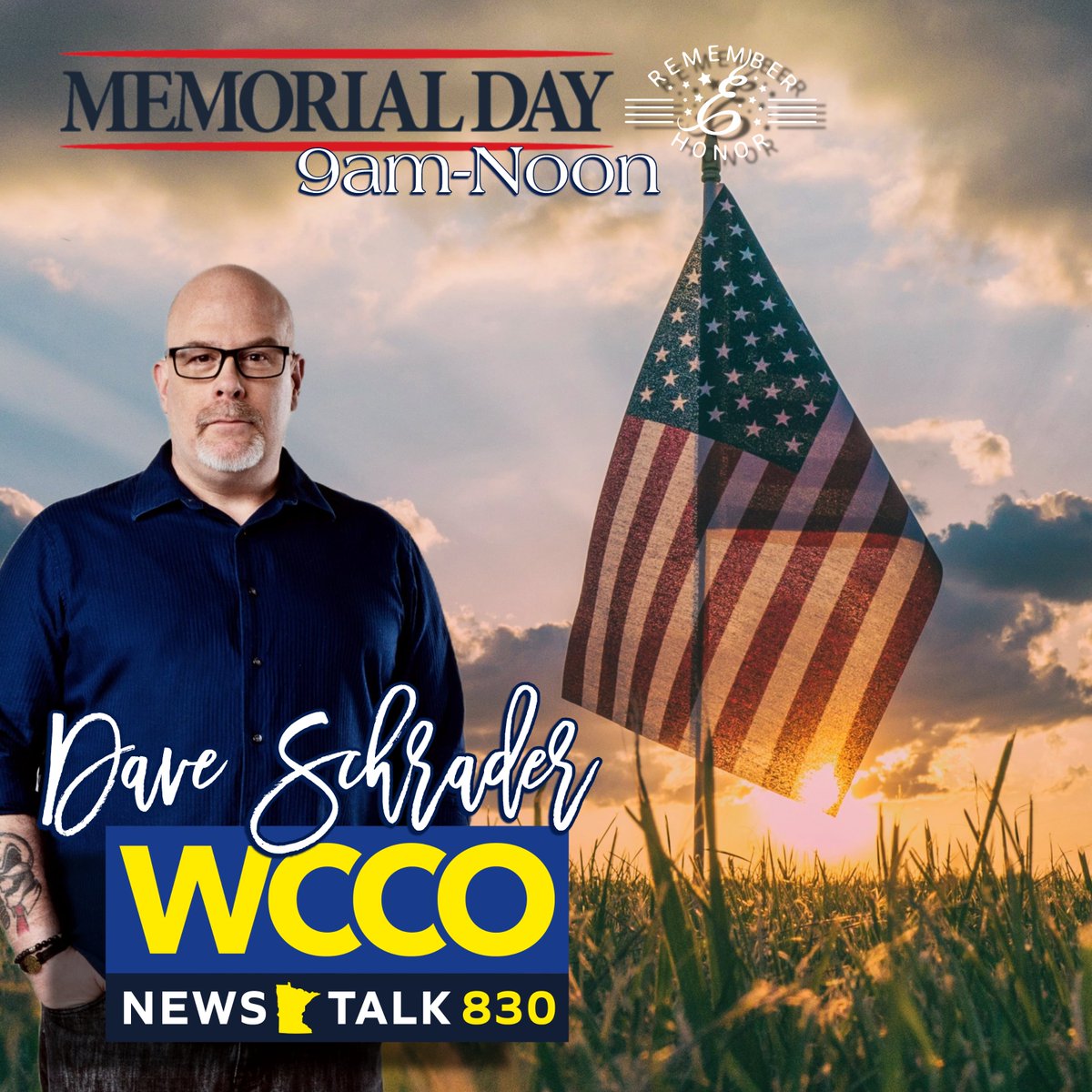 HAPPY MEMORIAL DAY! Spend your morning with @TheDaveSchrader on @wccoradio and share in the conversation! 9am-Noon central Ask your smart device to play WCCO Radio or locally tune into News Talk 830 WCCO