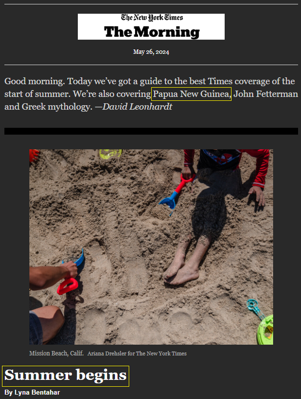 Jaqmatus's tweet photo. If you know what just happened in Papua New Guinea https://t.co/oKFzfFpixY, that is just an awful design for the NYT' news summary... #nytimes https://t.co/s30TFyQkPT