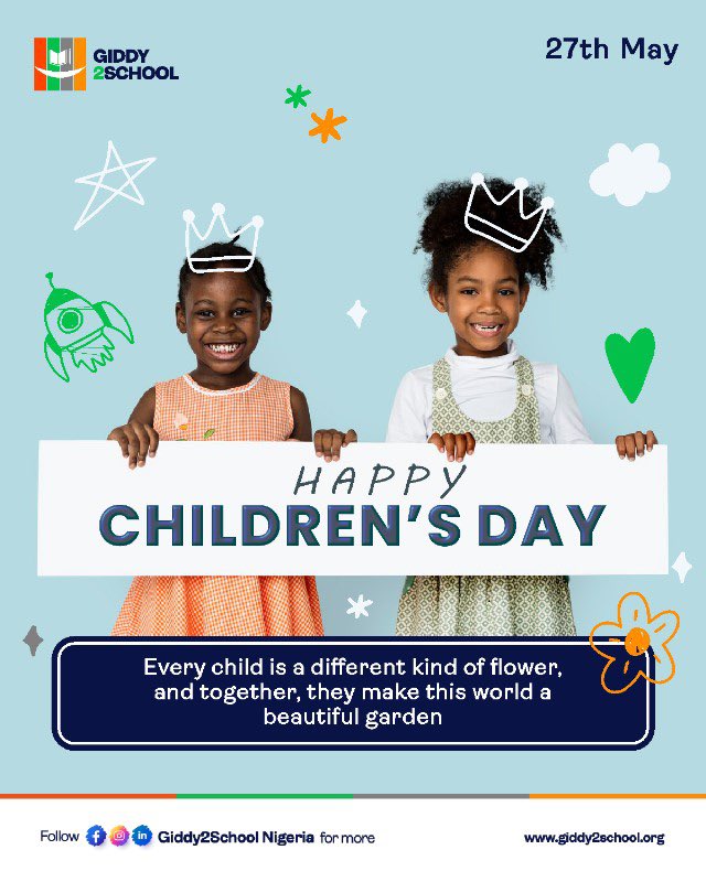 At Giddy2School Nigeria, we believe that children, regardless of their background must have access to education. We are working tirelessly to give every child a chance to thrive. 

📍 For every child, every right.

#childrensday2024 #qualityeducationforall #giddy2school
