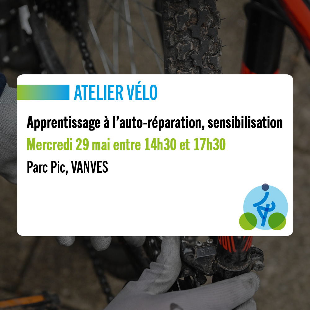 #MardiConseil 🔧 Apprenez gratuitement à entretenir et réparer vous-même votre vélo avec notre atelier d'auto-réparation 🪛🚴

Rendez-vous demain, mercredi 29 mai, entre 14h30 et 17h30 au parc Pic à @VilledeVanves 🍃

+ d'infos 👉 seineouest.fr/vos-activites/…