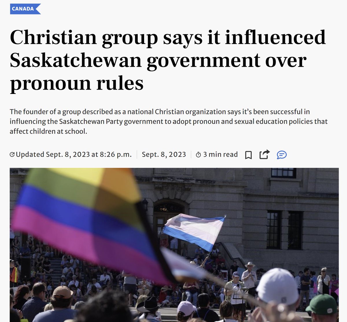 IN OTHER NEWS (that got buried): This is partly who influences the @PremierScottMoe gov policy, a religious group based outside #sask Separation of church and state is fundamental to our democracy Evidently Premier Moe is no fan of our democratic heritage #skpoli