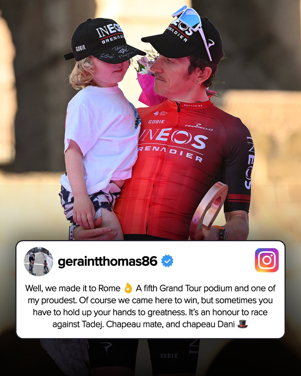 G is a class act 👏 The Welshman was gracious in defeat after finishing behind Pogačar and Martínez at the Giro d'Italia 🩷 📸 Getty Images