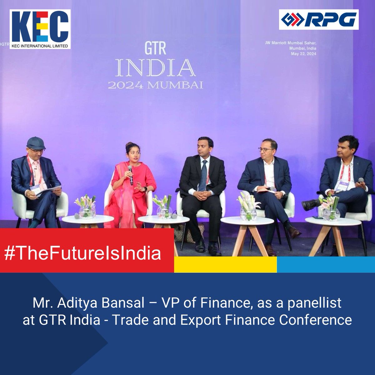 Mr. Aditya Bansal, VP of Finance at KEC International, recently participated as a distinguished panellist at the GTR India - Trade and Export Finance Conference.

#KECInternational #ThisIsRPG
@kejriwalv1
@adbansal 
@RPGEnterprises
@RPG_Cables_KEC
@SaeTowers