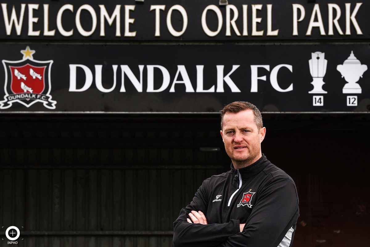 New @DundalkFC manager Jon Daly pictured in Oriel Park this afternoon at his first media event with the club (📸 @cul7)