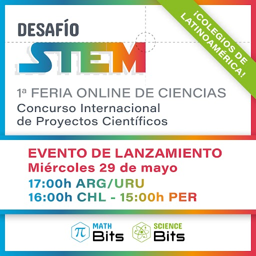 ¡Última llamada para escuelas de Latinoamérica! 
📢 Science Bits y Math Bits te invitan a la 1ª Feria Online de Ciencias: Desafío STEM   
¡Anima a tus estudiantes a ser los científicos del futuro!   Evento de lanzamiento el 29/05.  

🔗 INSCRÍBETE AQUÍ👉 tinyurl.com/3fvwduz7