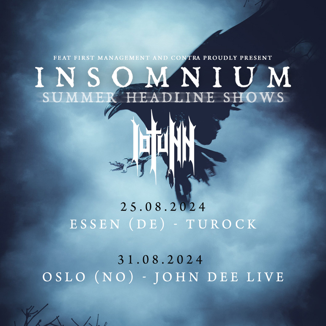 Iotunn recently announced two upcoming shows this August with the one and only @insomniumband! Who's headed out to these?! 25.08.2024 - Essen (DE) - Turock 31.08.2024 - Oslo (NO) - John Dee Live