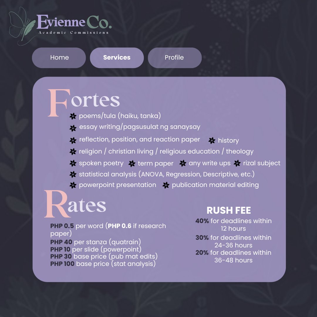 evienneco's tweet photo. ｡*ﾟhi clients! this is evienne and rio, your academic commissioners! we are active acad commissioners who are ALWAYS OPEN and AVAILABLE. read the details below about us! also, we make our client's information confidential. just dm us! xoxo ♡ #eviedence for proofs ! https://t.co/W4AXMmUpDA