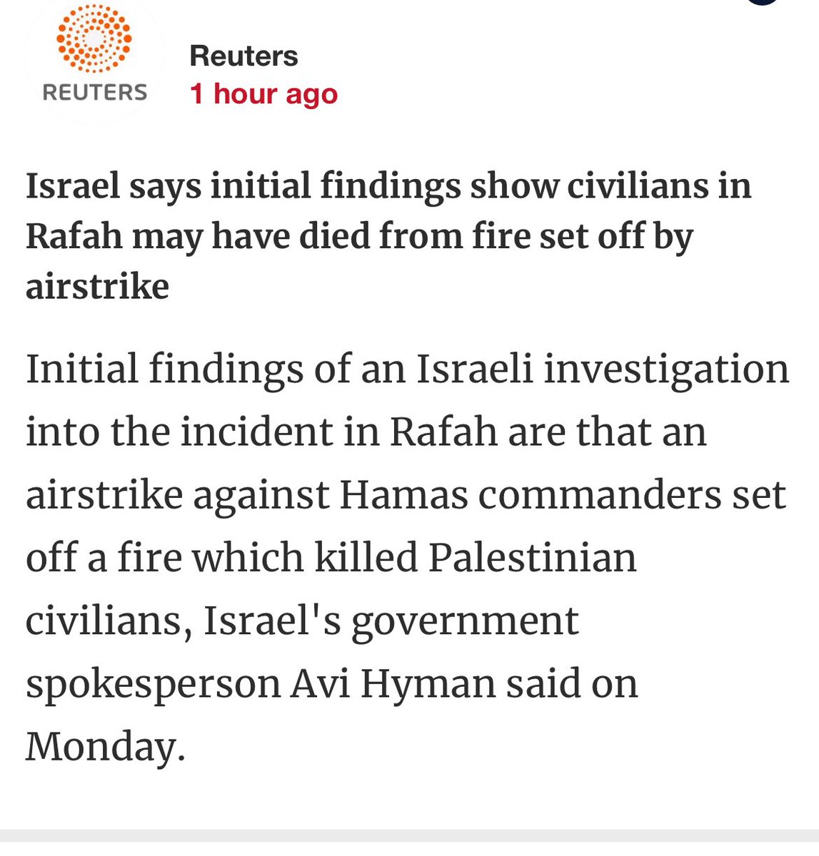 A missile strike on a jam-packed tent-camp?! Who will do such a thing? Someone who thinks that Palestinian lives are disposable - or preferably extinguished.