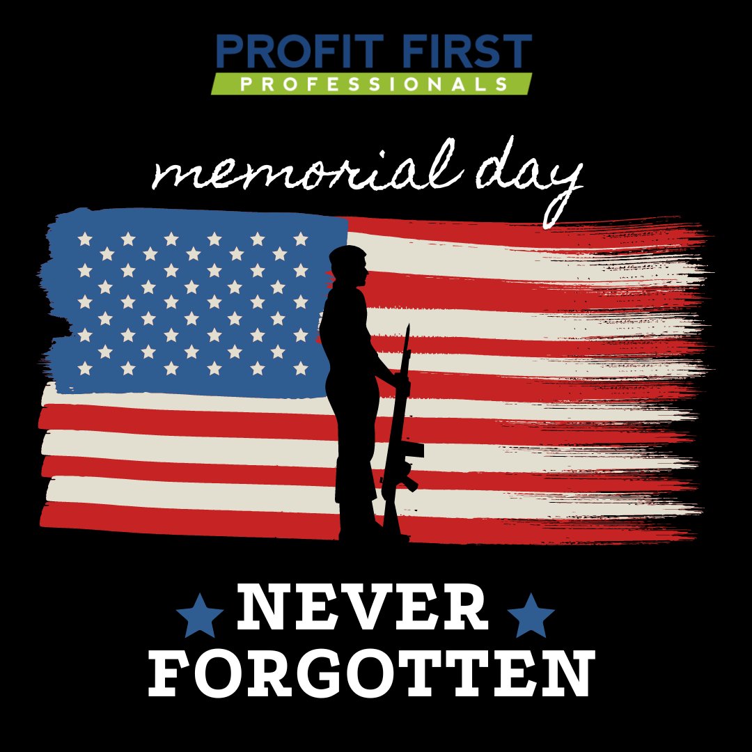 Today is a day to honor & remember. Let us remember all our heroes who have left us while fighting for our country. 🇺🇸

#MemorialDay #MDW #Freedom #Entreprenuer #BusinessOwner #UnitedStates #America #Honor #Remember #ProfitFirstProfessionals