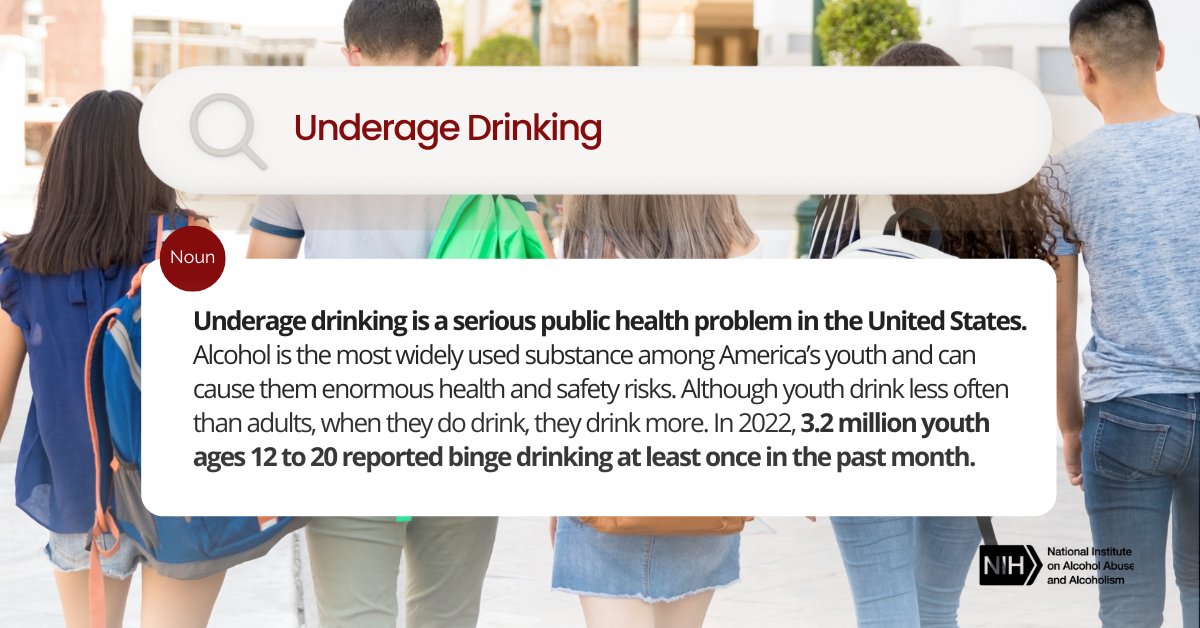 Underage drinking is a serious public health problem in the United States. Learn more about the consequences and harms at: niaaa.nih.gov/publications/b…