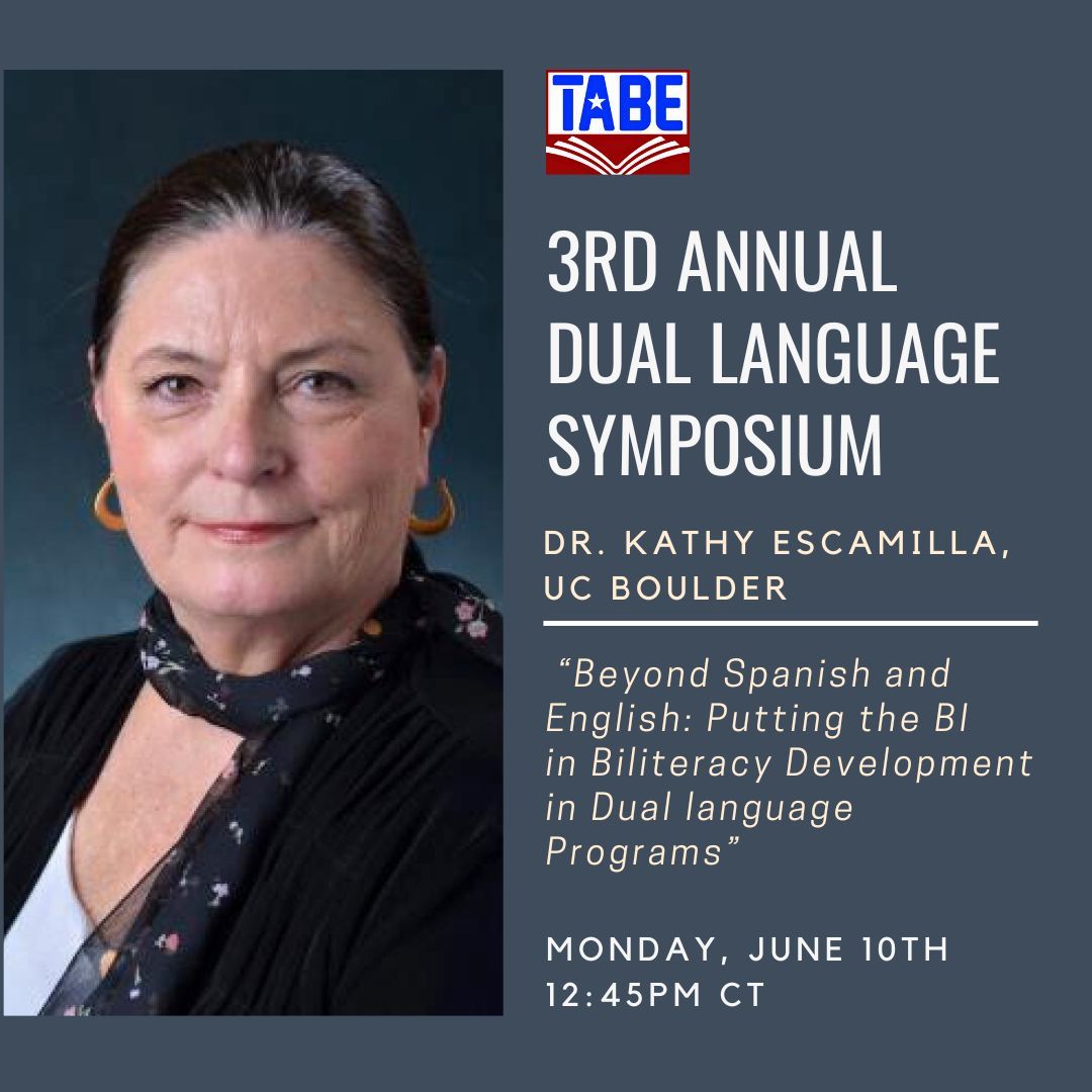 TABE (@ta4be) on Twitter photo Join us for our upcoming #DualLanguage Symposium on June 10-11! We will have with us <a href="/JulesL_M/">Julie Lara</a>, <a href="/xochitlrocha5/">Dr. Xóchitl A. Rocha</a>, <a href="/Montserrat_EDU/">Montserrat Garibay</a>, and Dr. Kathy Escamilla! ¡No se lo pueden perder! To register, visit: tabe.org/upcomingevents Join us for our upcoming #DualLanguage Symposium on June 10-11! We will have with us <a href="/JulesL_M/">Julie Lara</a>, <a href="/xochitlrocha5/">Dr. Xóchitl A. Rocha</a>, <a href="/Montserrat_EDU/">Montserrat Garibay</a>, and Dr. Kathy Escamilla! ¡No se lo pueden perder! To register, visit: tabe.org/upcomingevents