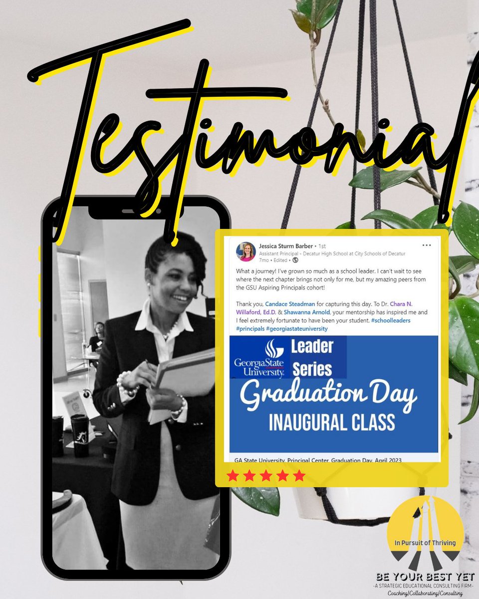 #Testimonial School & District leadership is complex. We specialize in strategic leadership development of 1st year, early career and aspiring principals! Grateful to grow the #principalpipeline. The best is yet to come, Dr. Chara #DrCharaChats #BeYourBestYet