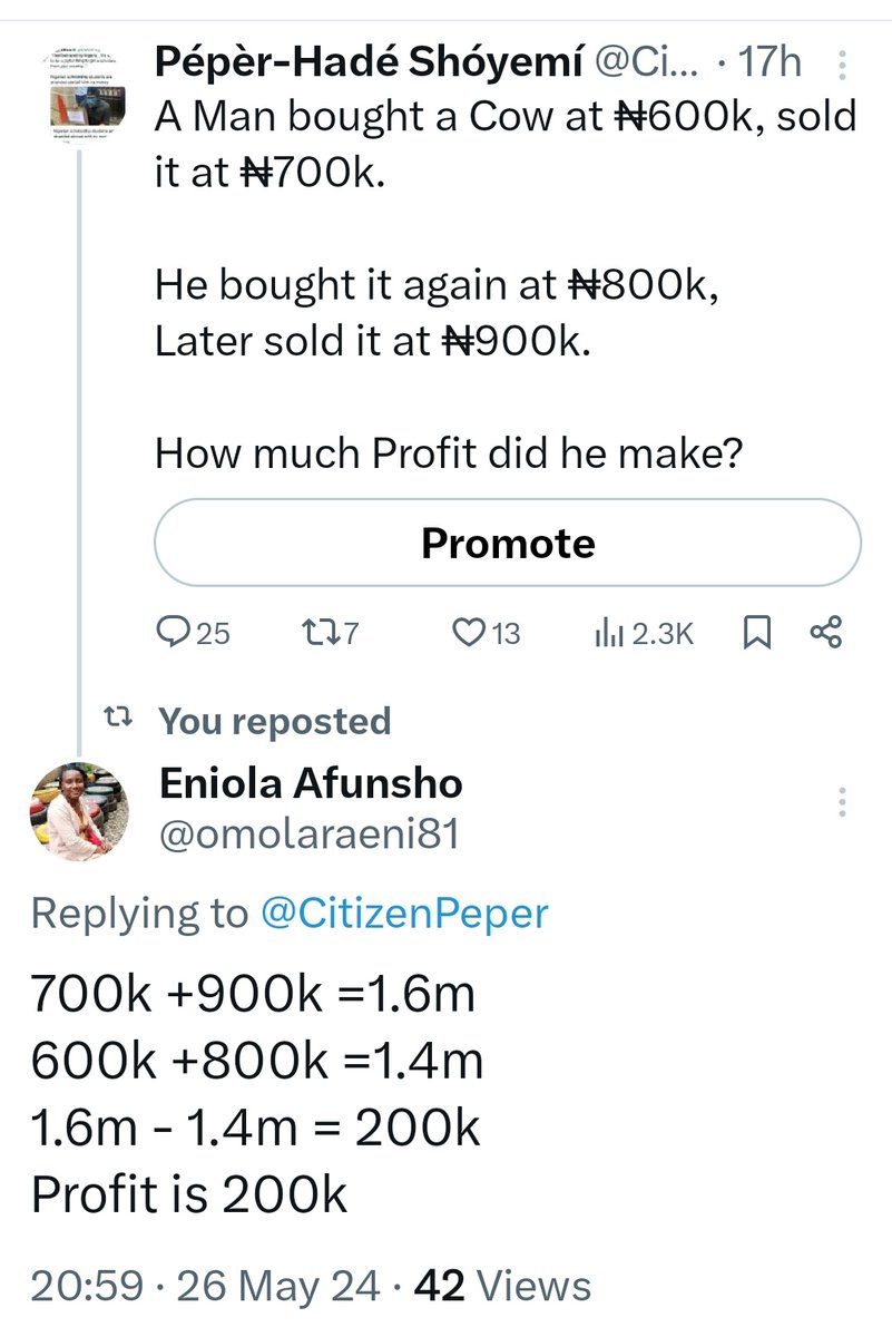 Best working out. Sold - Bought ₦1.6m - ₦1.4m = ₦200k