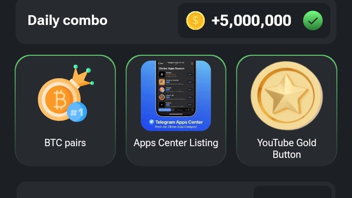 TapToEarn_Bots's tweet image. Today's @hamster_kombat combo 

Claim 5 million Hamster Kombat token below 

Join here t.me/hamster_kOmbat…

#earncoin #taptoearn #cryptoassets #telegram #ton