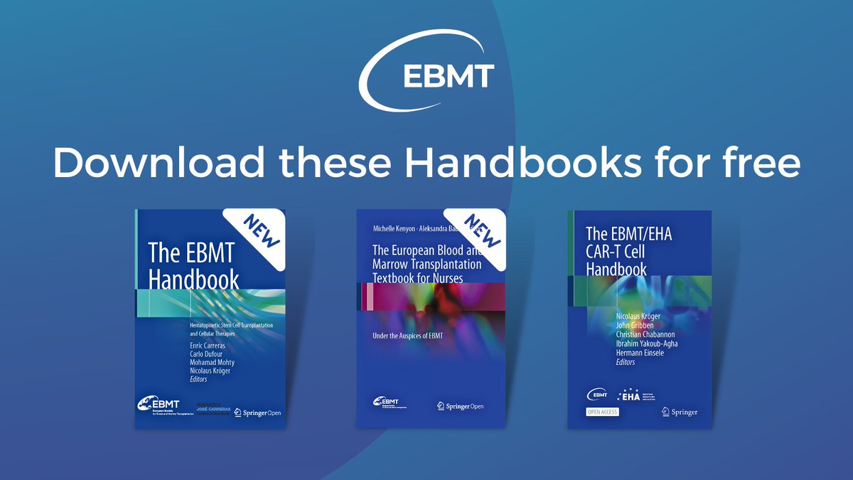 📚 Have you grabbed your free copies yet? 📘 Dive into the latest edition of The EBMT Handbook, check out the new translations of the Textbook for Nurses and explore The EBMT/EHA CAR-T Cell Handbook! 🧐📖 📌 All the books are available to download at ebmt.org