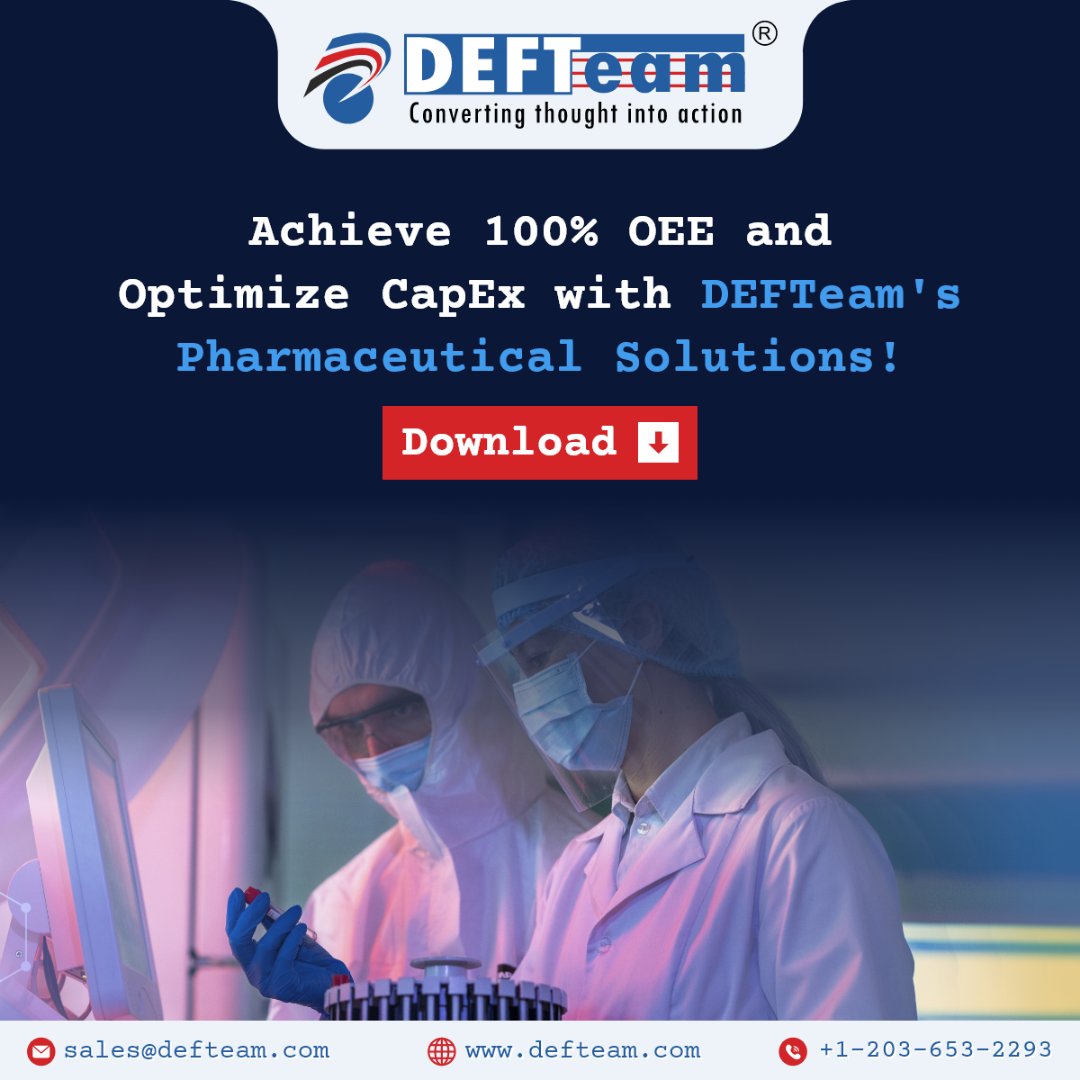DEFTeamSolution's tweet photo. Achieve 100% OEE and optimized CapEx with DEFTeam. Enhance efficiency, save costs, and make smarter decisions. Learn more: https://t.co/0pKjSnIXOA #DEFTeam #Pharmaceutical #Healthcare https://t.co/RiU8ciZUzl