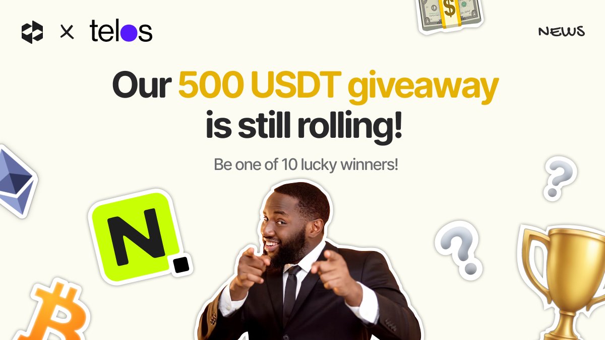 🚨 Heads up, crypto fam!

Our giveaway with <a href="/HelloTelos/">Telos</a> is still rolling! 💸 Don't miss out on your chance to grab a slice of that 500 $USDT prize pool. 

Just a few simple tasks stand between you and victory. Check out the details 👇

app.questn.com/quest/90764141…