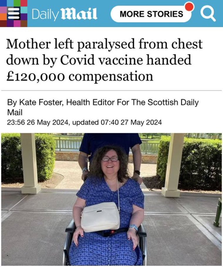 Imagine being given just $120K for being paralyzed from the ‘Covid Vaccine’ when Pfizer and Moderna made BILLIONS. Unconscionable.