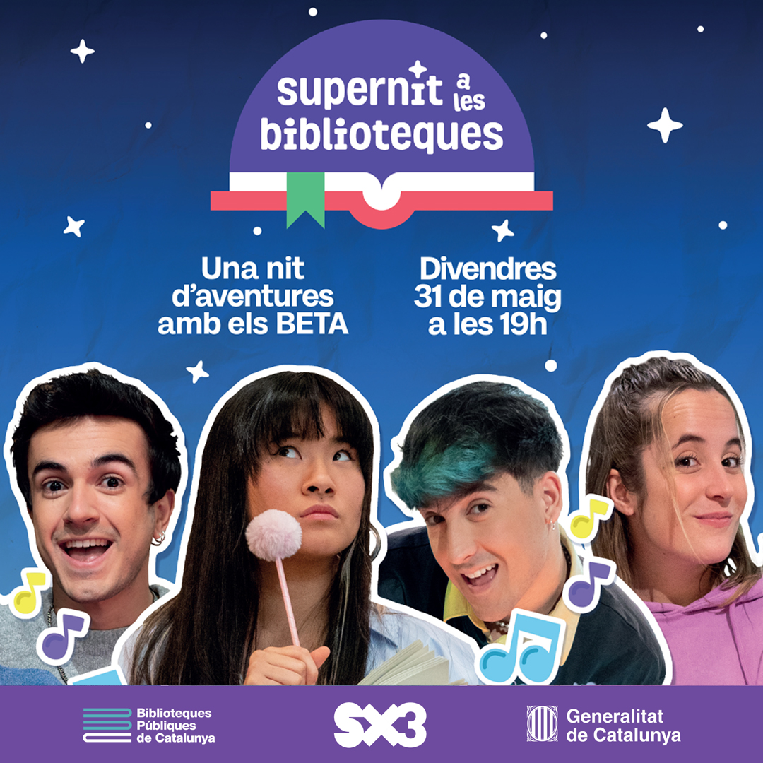 🌟Súpers, us necessitem! Veniu a la #Supernit a la @bibliotecaolot 🌙🎶

Serà una nit amb uns clars protagonistes: els #BETA de @SomSX3 us ajudaran a salvar els llibres d'un terrible virus 🦠📚

📩Inscripcions a la Biblioteca

Us hi esperem!🙌

🔗olotcultura.cat/agenda/acte/su…