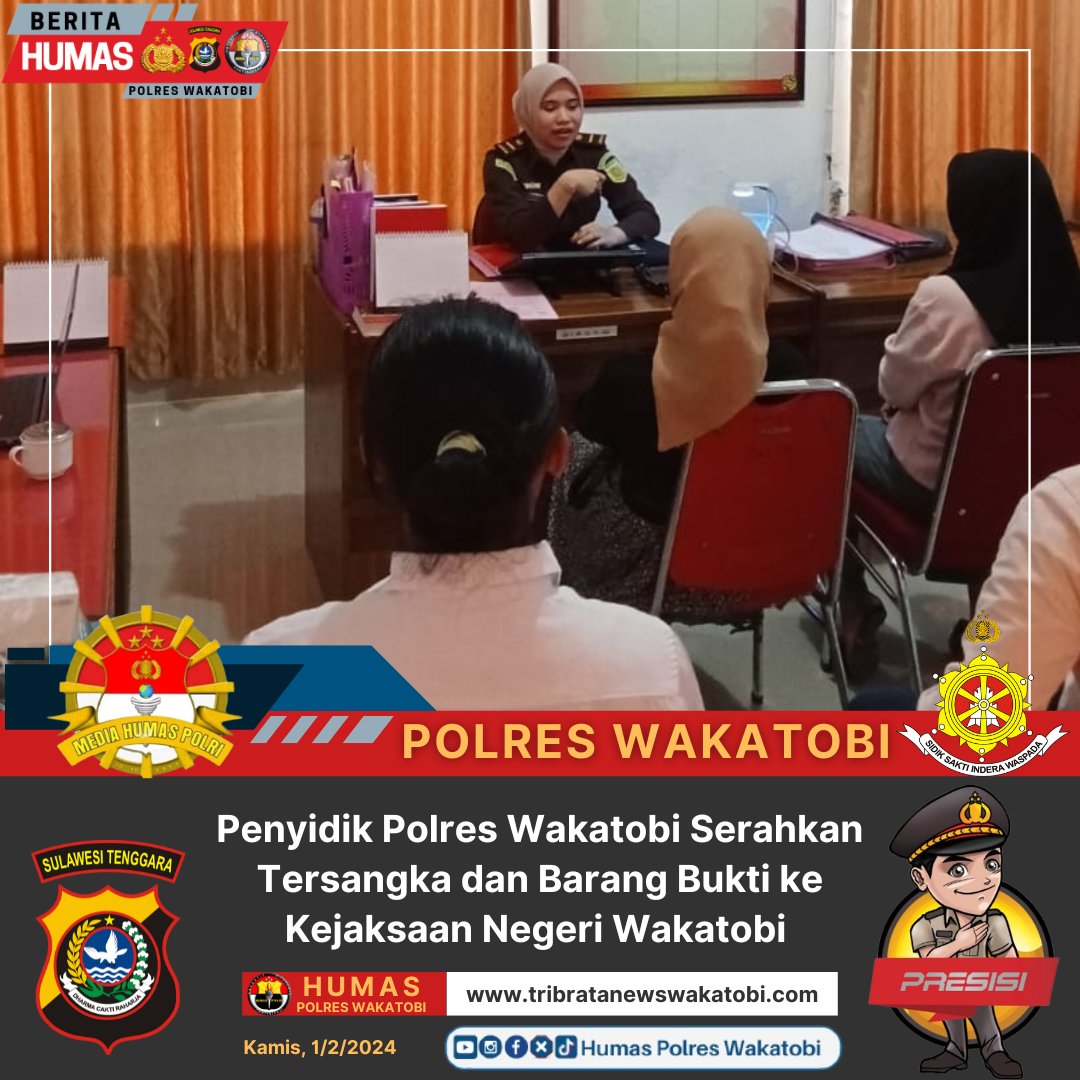 Penyidik Polres Wakatobi Serahkan Tersangka dan Barang Bukti ke Kejaksaan Negeri Wakatobi 

@DivHumas_Polri 
@humas_polda 
@Polripresisi 
@Spripim_Polri