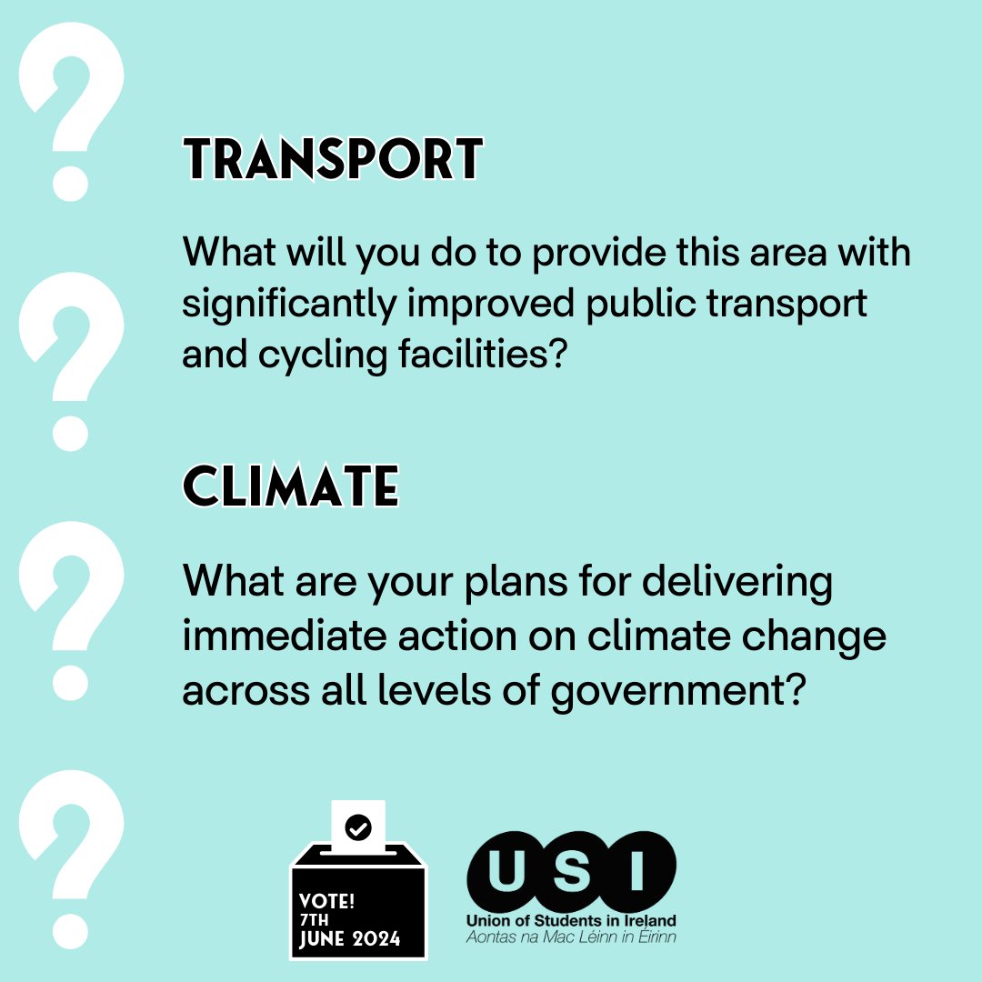 🗳️ Local Elections take place across Ireland on June 7 Campaigning has stepped up now, so we've put together some questions you can ask local election candidates as a student voter, if you are canvassed over the next few weeks... Save this post to make sure you have it to hand