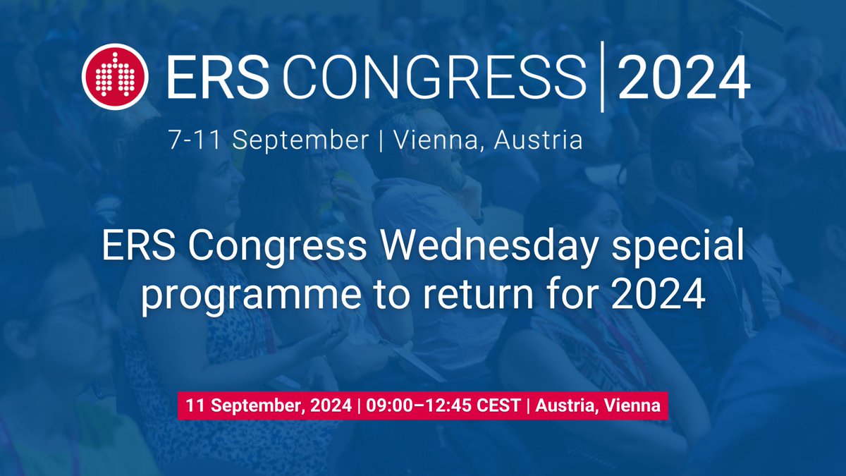 📅 Joining us for the #ERSCongress 2024 in Vienna? Make sure you stay with us for the Wednesday special programme! Day five of the #ERSCongress will showcase a number of ERS and ELF projects & advocacy activities and their impact for lung health. More: ersnet.org/congress-and-e…