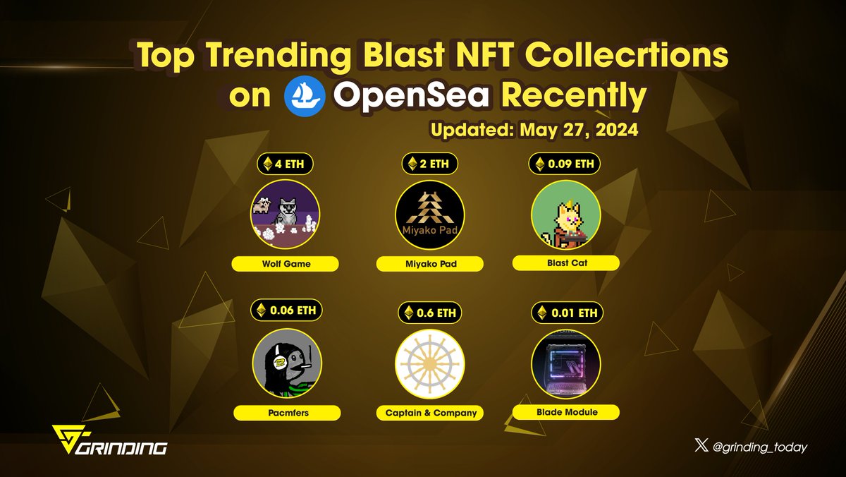⚡️⚡️Check Out Top Trending Blast #NFT Collections On <a href="/opensea/">OpenSea</a> Recently!⚡️⚡️

Which @Blast_L2 NFT projects are you most hyped about?🤔

Are they here? Comment below now👇

#Grinding #NFTs #Blast