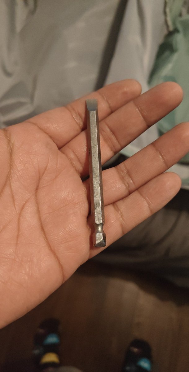 Best friend told me he got a nail in his tire yesterday. He took his car in to get it plugged and patched. This is the 'nail'.