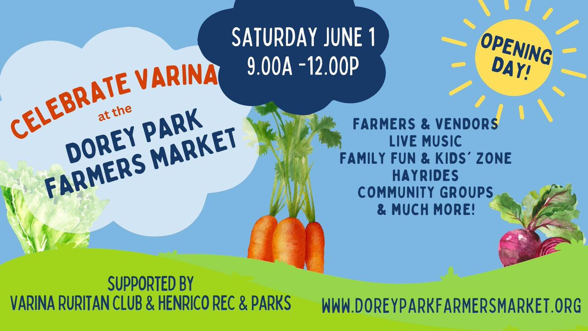 michellellandon's tweet photo. Celebrate Varina this weekend at the season kickoff of Dorey Park Farmers Market! Family fun for all. I’ll be leading Community Yoga at 10am on the rec center deck - accessible for all ☀️ https://t.co/8pqw59dG8x