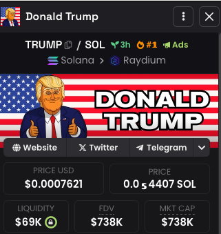 TrumpCoinOnSol's tweet photo. 1MILL NEXT STOP!

ITS THE OFFICIAL SOLANA $TRUMP COIN!

https://t.co/p4m3cEAWRP https://t.co/7fzGtBosly