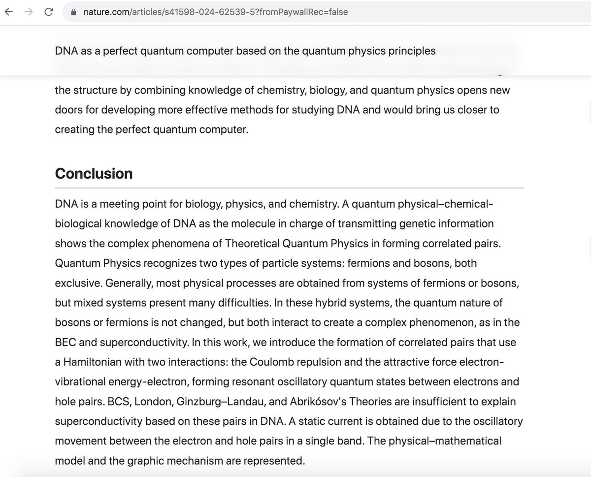 May 21, 2024...

'A physical–chemical-biological knowledge of DNA will allow us to control its properties with external parameters in the future. New doors are opening within the world of nanoelectronics and nanomedicine. God created the most perfect quantum computer: the DNA.'