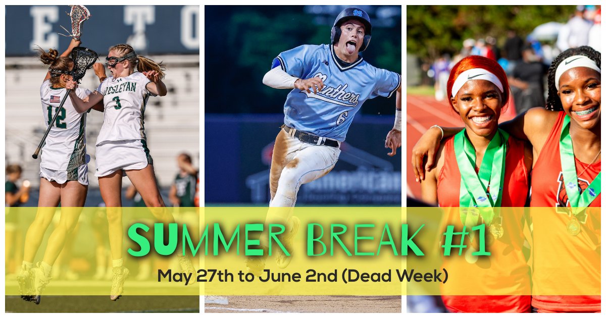 Time to rest, relax & recharge. Summer Break #1 (Dead Week) starts today - May 27th - June 2nd. No voluntary workouts, camps, weight training or competitions. Just take it easy. You deserve it. bit.ly/3UZC29t
